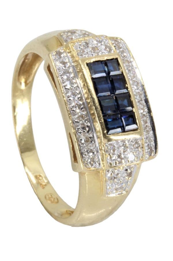BAGUE MODERNE SAPHIRS ET DIAMANTS — vue 5
