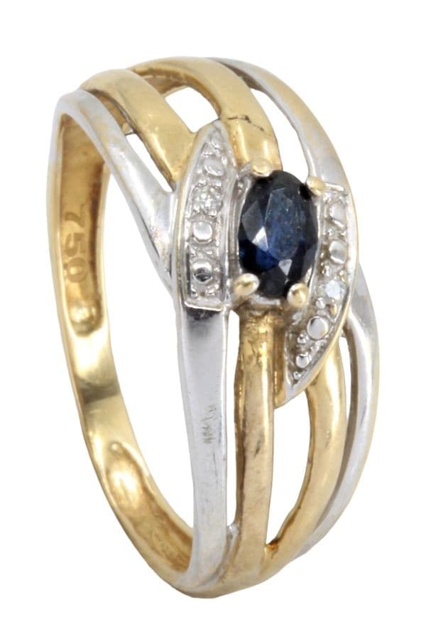 BAGUE MODERNE SAPHIR ET DIAMANTS — vue 4