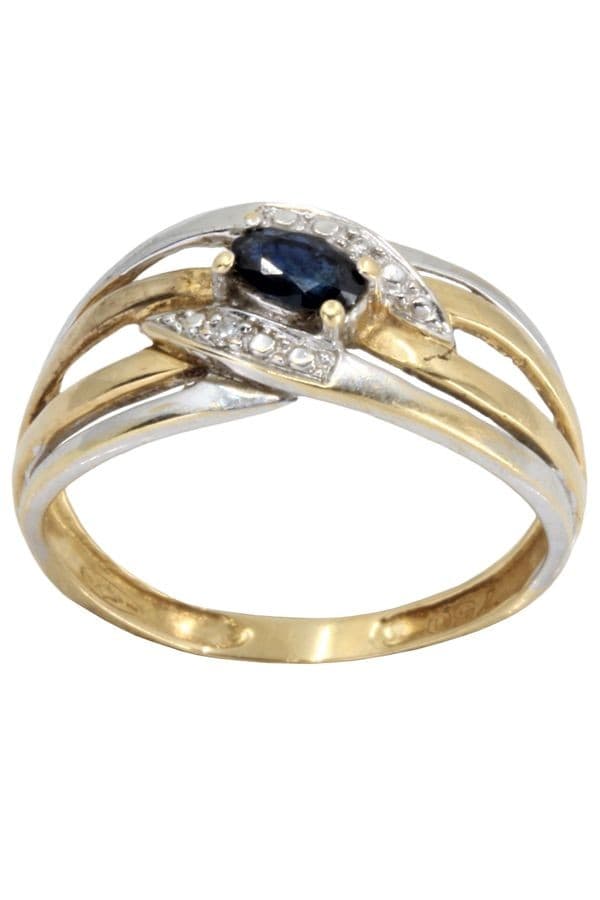 BAGUE MODERNE SAPHIR ET DIAMANTS — vue 1