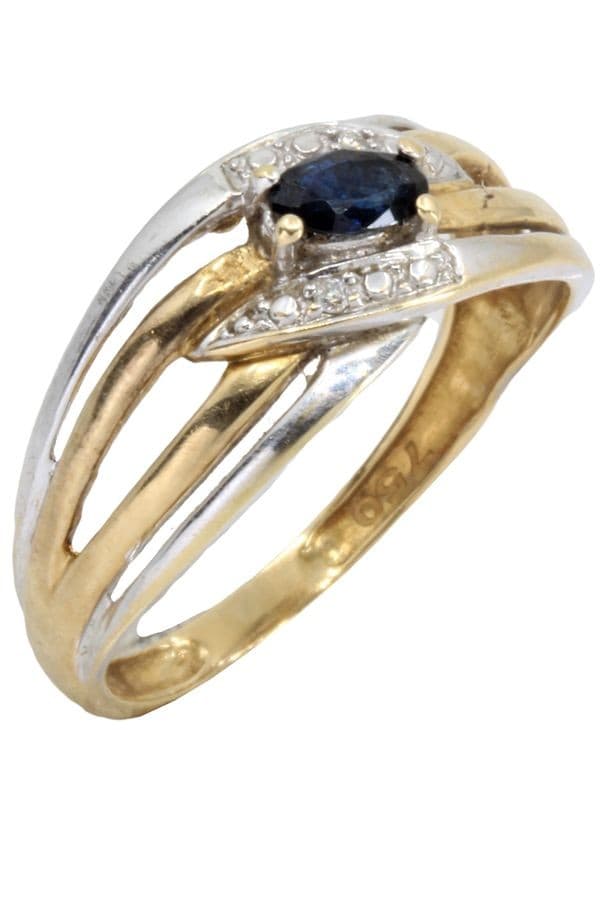 BAGUE MODERNE SAPHIR ET DIAMANTS — vue 3