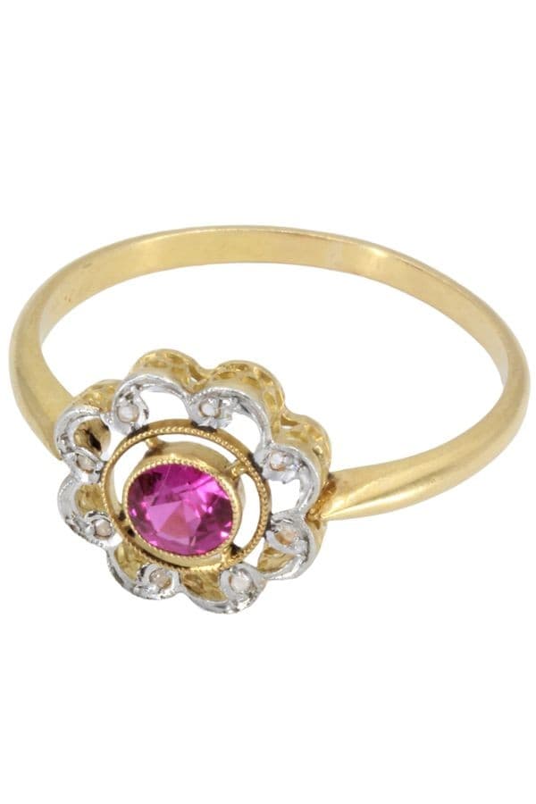 BAGUE ART-NOUVEAU RUBIS ET DIAMANTS — vue 3