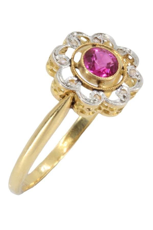BAGUE ART-NOUVEAU RUBIS ET DIAMANTS — vue 5