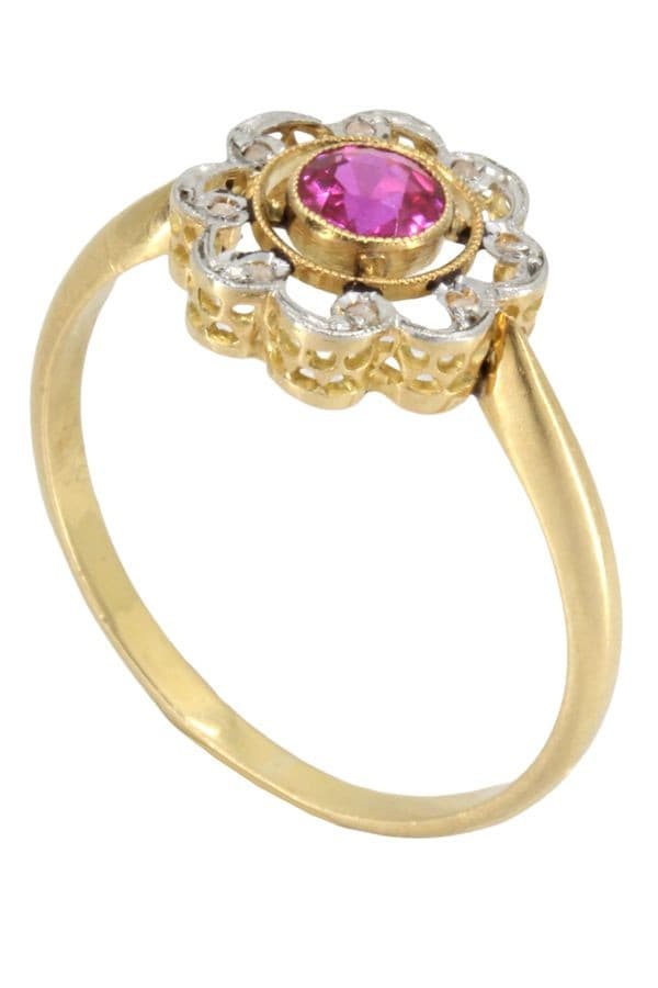 BAGUE ART-NOUVEAU RUBIS ET DIAMANTS — vue 6