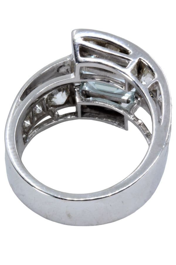 BAGUE AIGUE MARINE ET DIAMANTS — vue 6