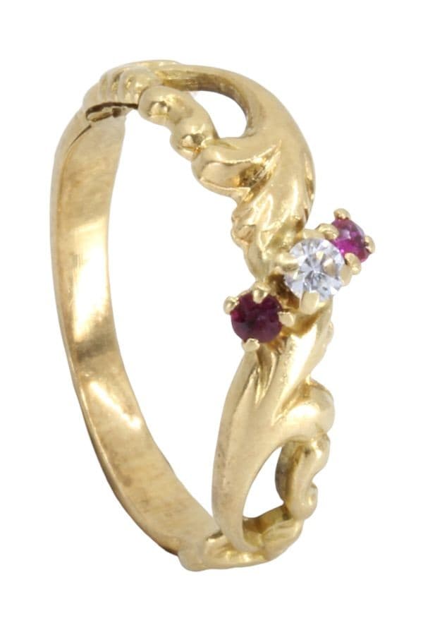 BAGUE NAPOLÉON III DIAMANT ET GRENATS — vue 4