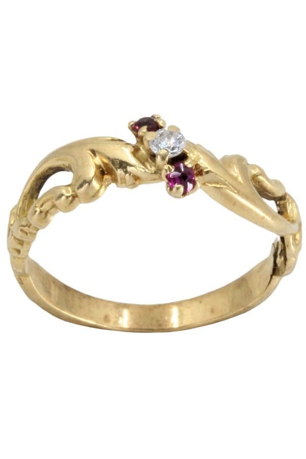 BAGUE NAPOLÉON III DIAMANT ET GRENATS — vue 1