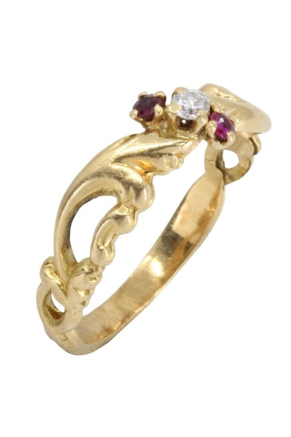 BAGUE NAPOLÉON III DIAMANT ET GRENATS — vue 5