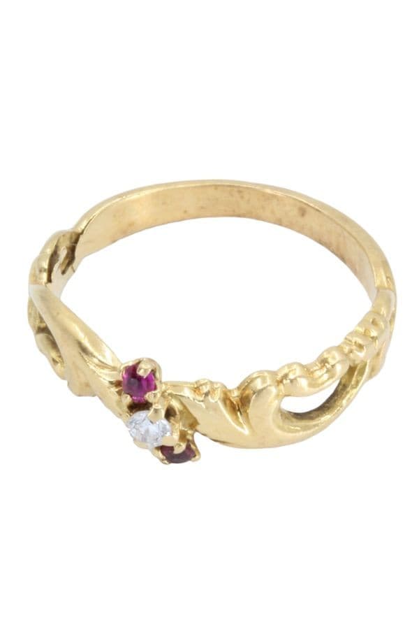 BAGUE NAPOLÉON III DIAMANT ET GRENATS — vue 3