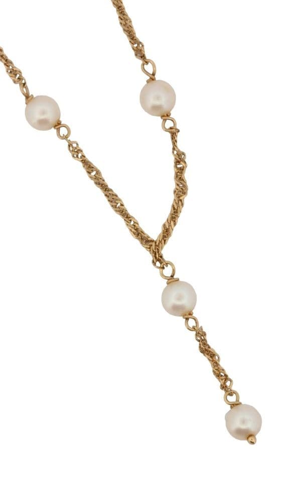 COLLIER MAILLE TORSADÉE PERLES — vue 2