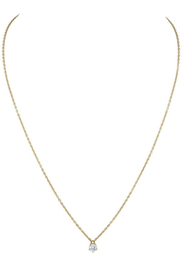 COLLIER SOLITAIRE DIAMANT 0.40 CARAT — vue 1