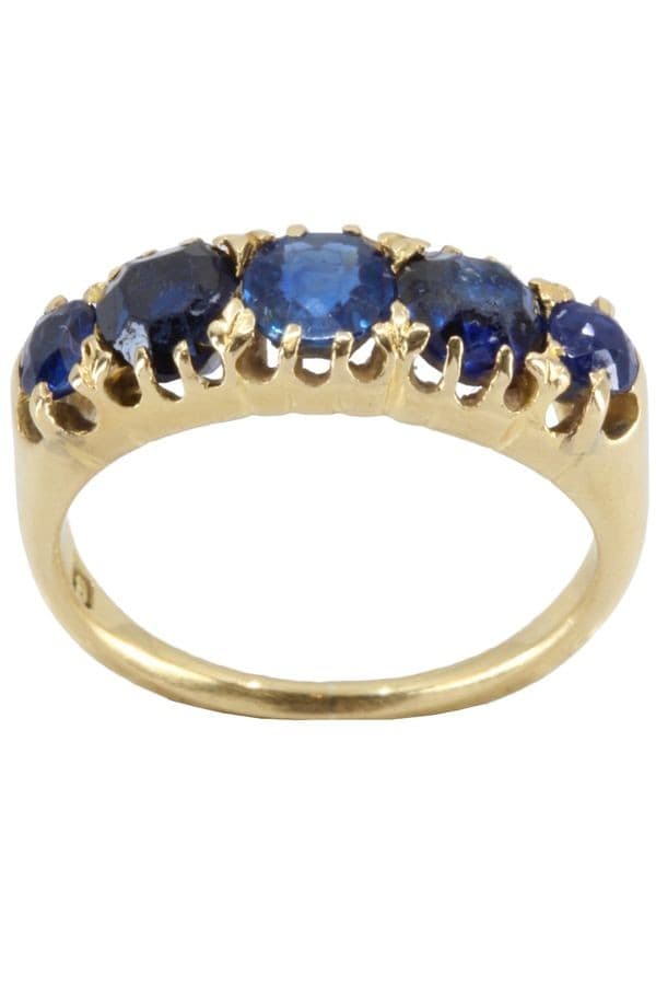 BAGUE ANCIENNE JARRETIÈRE SAPHIRS — vue 1