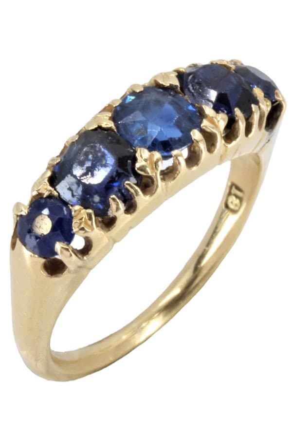 BAGUE ANCIENNE JARRETIÈRE SAPHIRS — vue 4