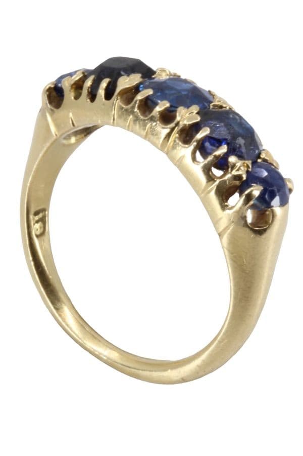 BAGUE ANCIENNE JARRETIÈRE SAPHIRS — vue 6