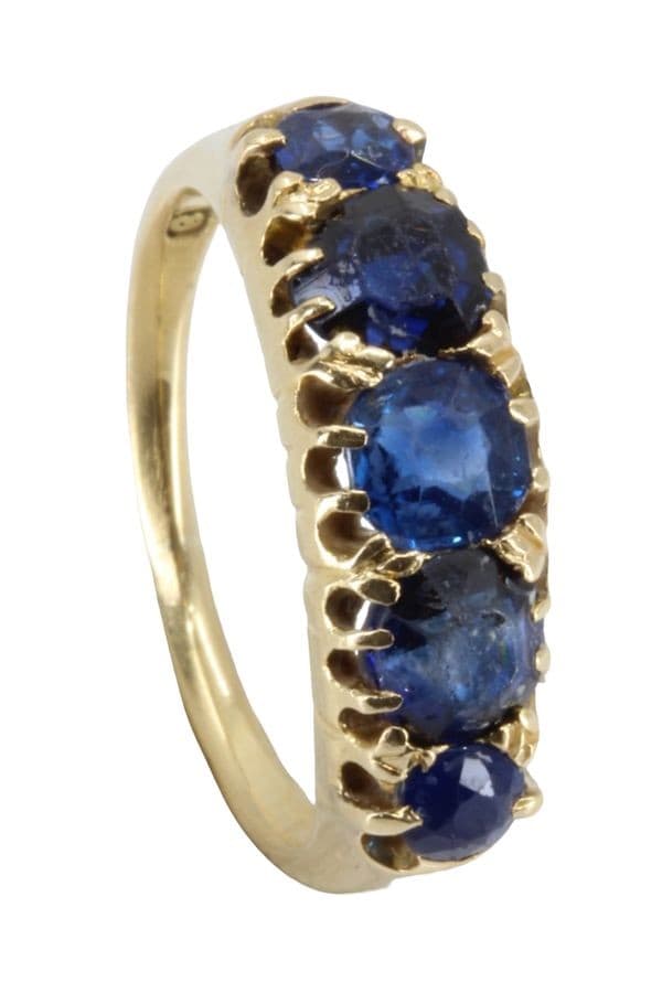 BAGUE ANCIENNE JARRETIÈRE SAPHIRS — vue 5