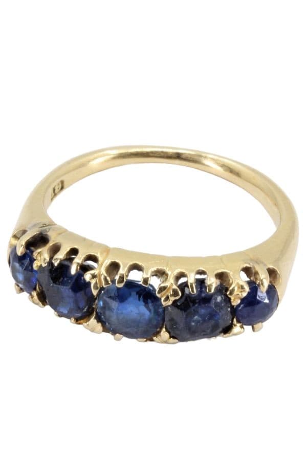 BAGUE ANCIENNE JARRETIÈRE SAPHIRS — vue 3