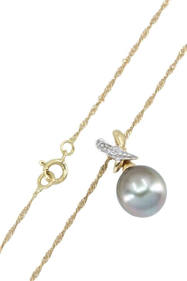 COLLIER PERLE DE TAHITI ET DIAMANT — vue 3