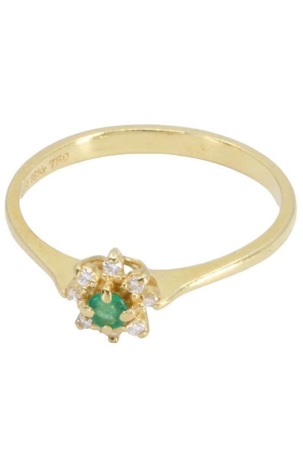 BAGUE FLEUR ÉMERAUDE ET DIAMANTS — vue 3