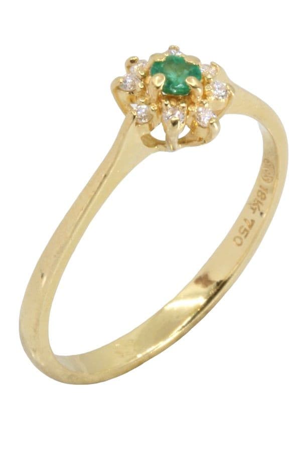 BAGUE FLEUR ÉMERAUDE ET DIAMANTS — vue 4