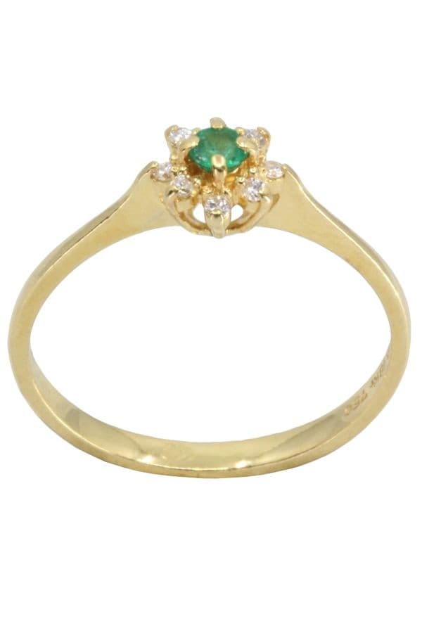 BAGUE FLEUR ÉMERAUDE ET DIAMANTS — vue 1