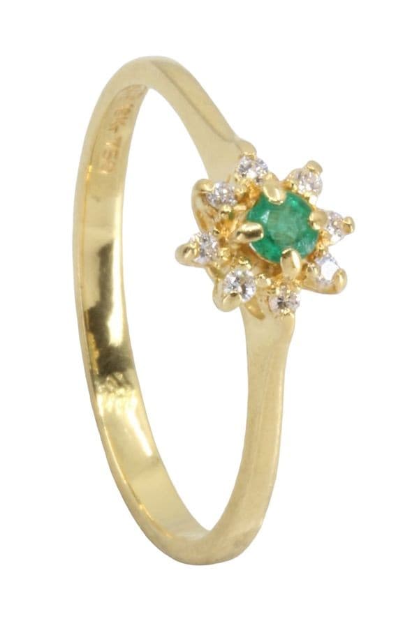 BAGUE FLEUR ÉMERAUDE ET DIAMANTS — vue 6