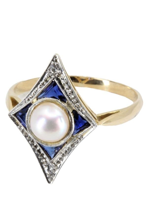 BAGUE ART-DÉCO SAPHIRS — vue 3