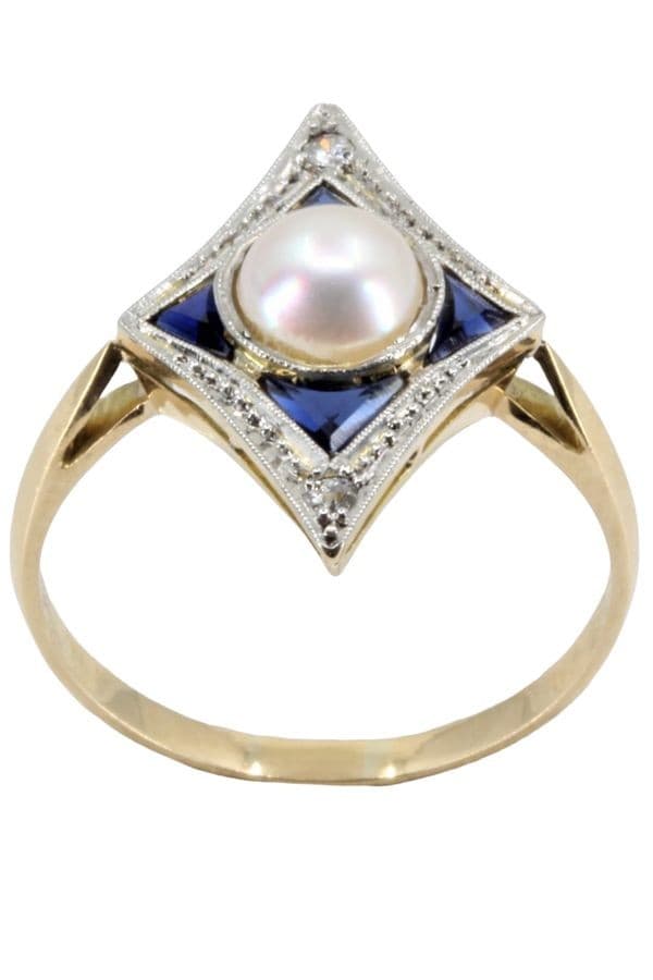 BAGUE ART-DÉCO SAPHIRS — vue 1