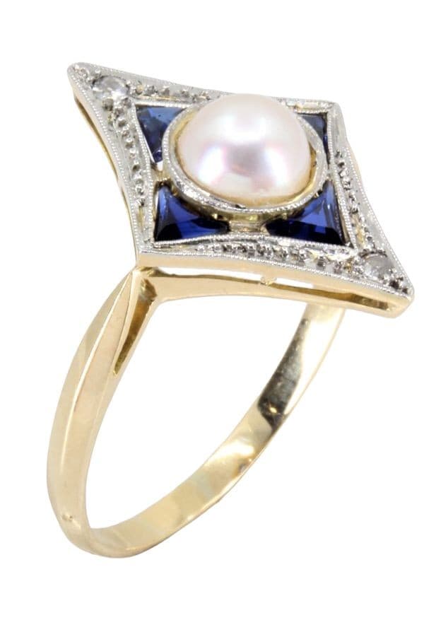 BAGUE ART-DÉCO SAPHIRS — vue 4