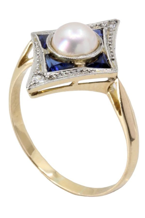 BAGUE ART-DÉCO SAPHIRS — vue 5