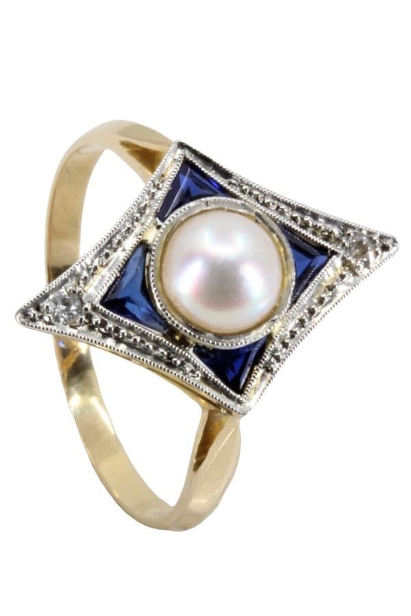 BAGUE ART-DÉCO SAPHIRS — vue 6