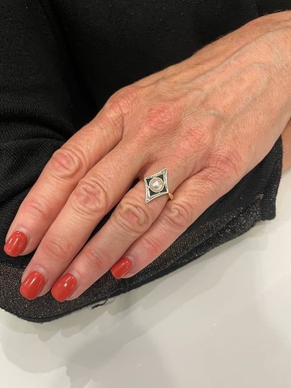 BAGUE ART-DÉCO SAPHIRS — vue 2