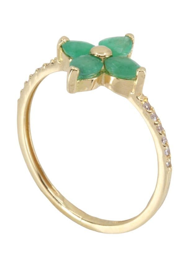 BAGUE FLEUR ÉMERAUDES ET DIAMANTS — vue 5