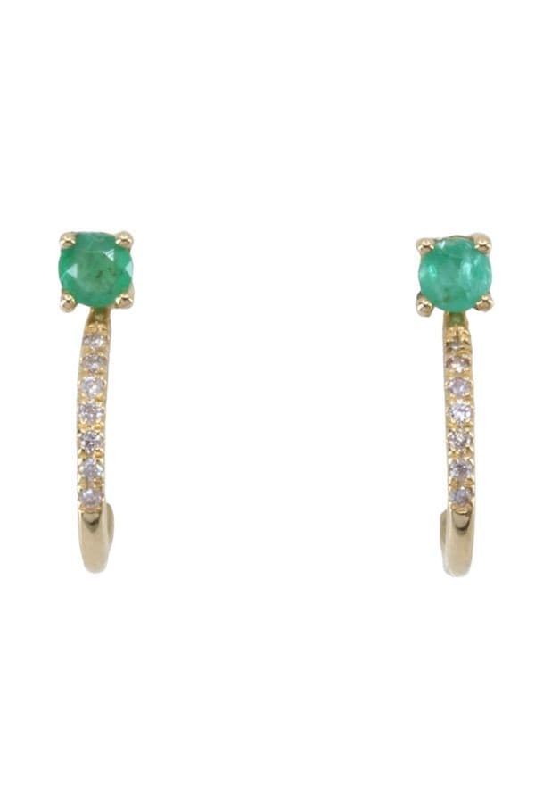 DEMI CRÉOLES ÉMERAUDES ET DIAMANTS — vue 1