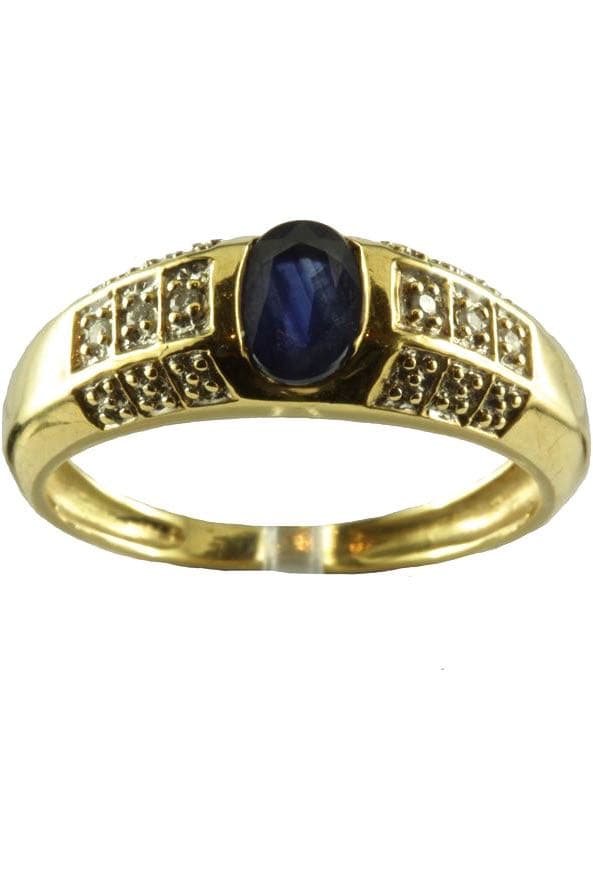 BAGUE SAPHIR ET DIAMANTS — vue 1