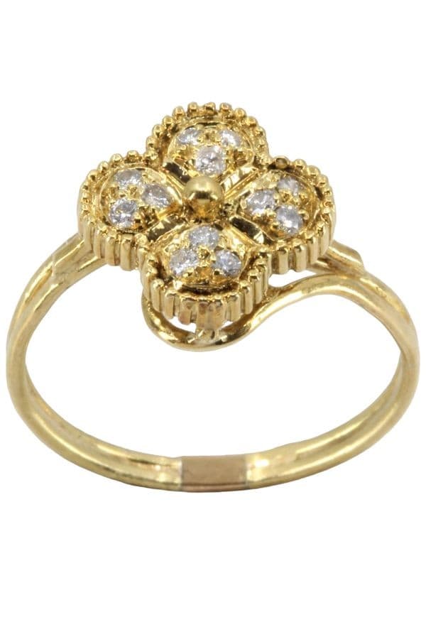 BAGUE TRÈFLE DIAMANTS — vue 1