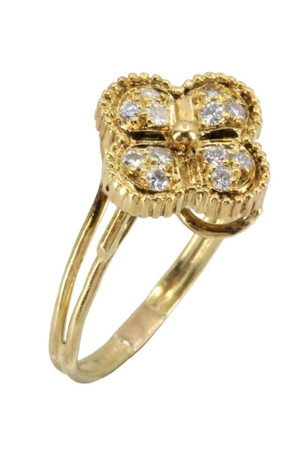 BAGUE TRÈFLE DIAMANTS — vue 4