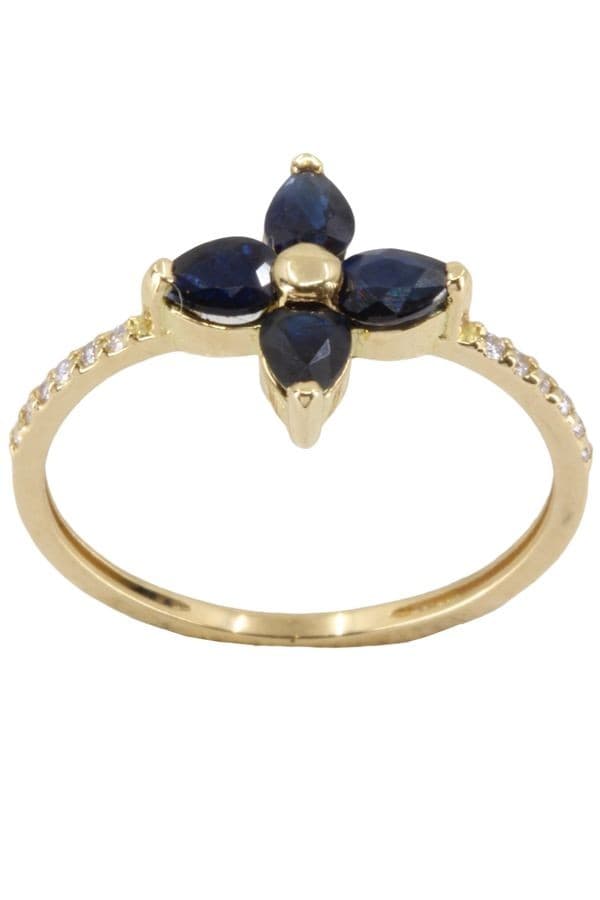 BAGUE FLEUR SAPHIRS ET DIAMANTS — vue 1