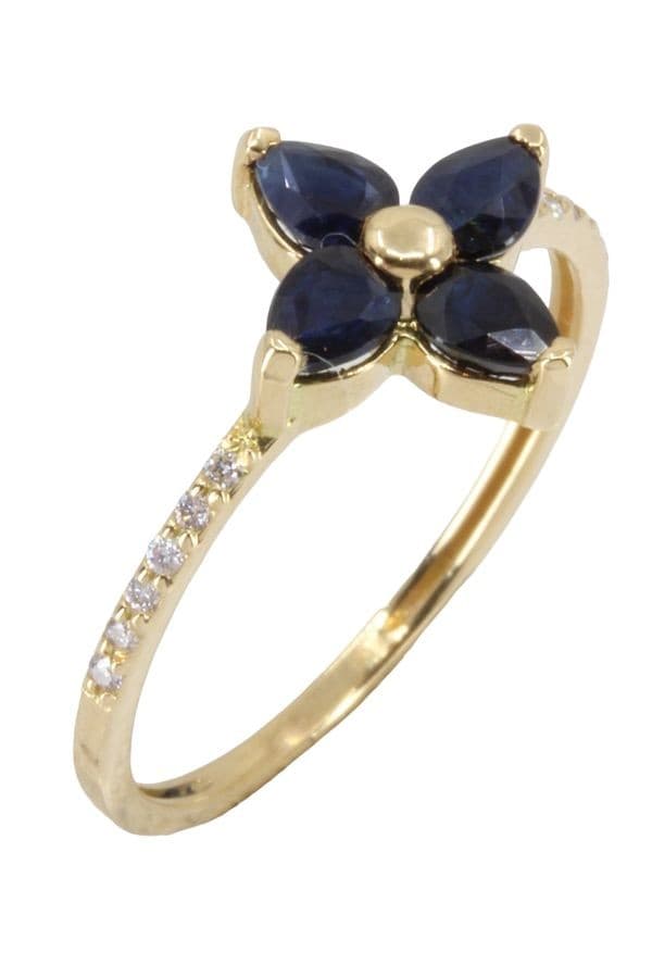 BAGUE FLEUR SAPHIRS ET DIAMANTS — vue 3