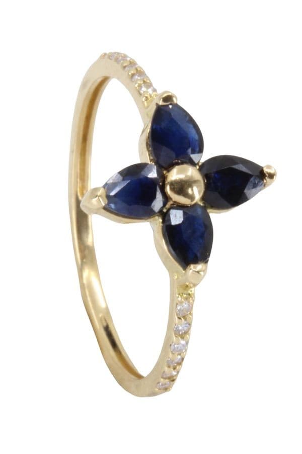 BAGUE FLEUR SAPHIRS ET DIAMANTS — vue 4