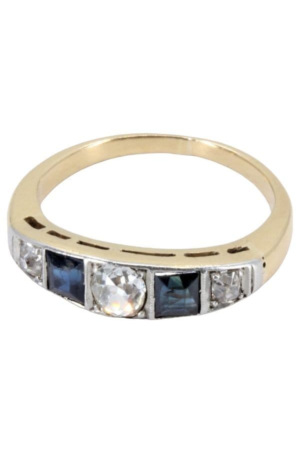 BAGUE ART-DÉCO SAPHIRS ET DIAMANTS — vue 3