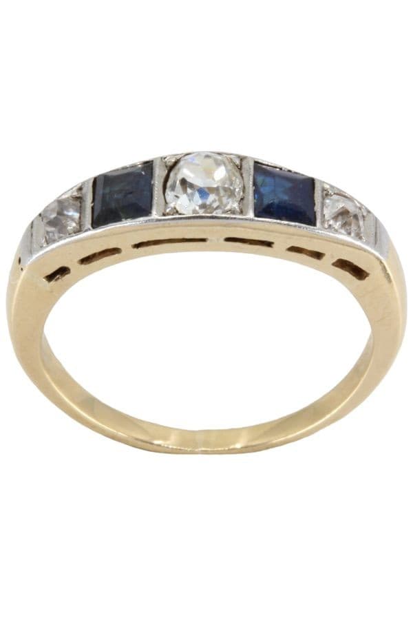 BAGUE ART-DÉCO SAPHIRS ET DIAMANTS — vue 1