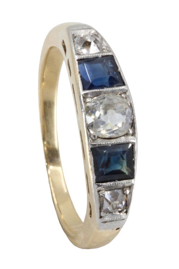 BAGUE ART-DÉCO SAPHIRS ET DIAMANTS — vue 4