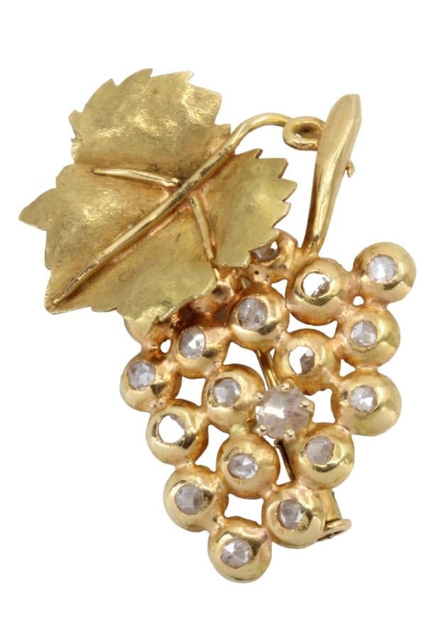 BROCHE GRAPPE DE RAISIN DIAMANT — vue 1