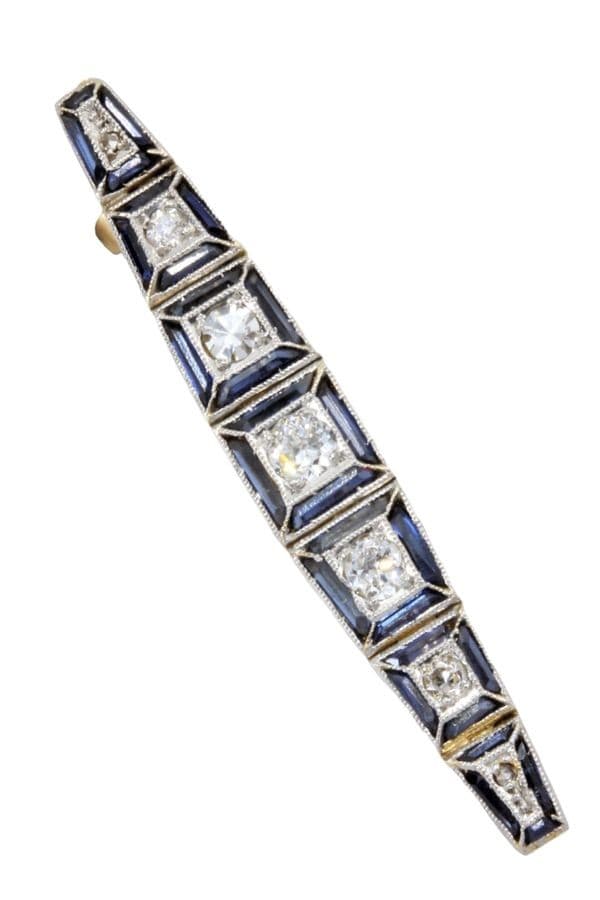 BROCHE ART-DÉCO SAPHIRS ET DIAMANTS — vue 1