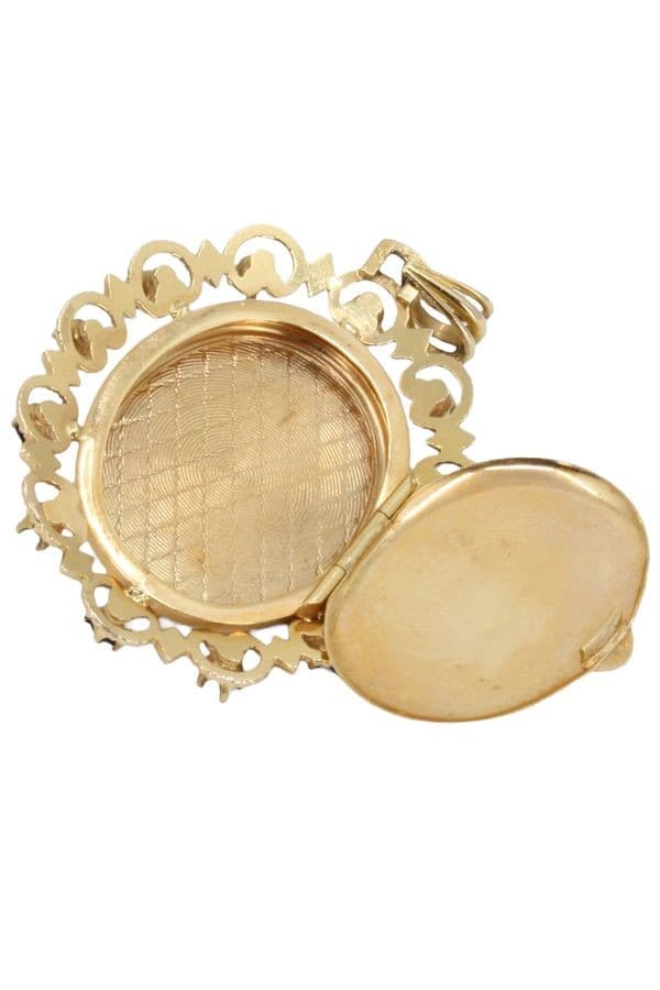 PENDENTIF PORTE-PHOTO ANCIEN SAPHIRS ET PERLES — vue 3