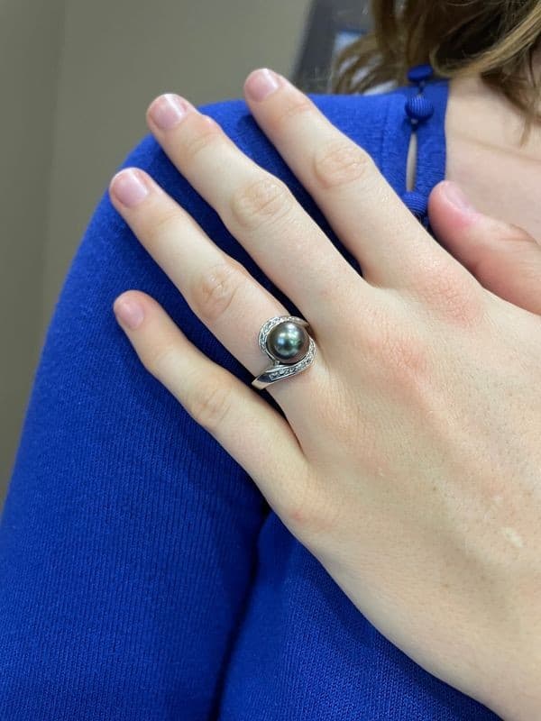 BAGUE TOURBILLON PERLE DE TAHITI ET DIAMANTS — vue 2