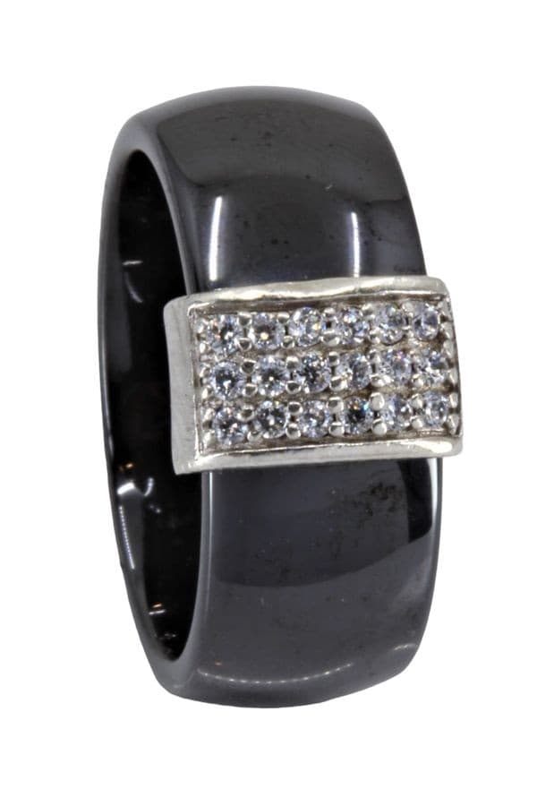 BAGUE MODERNE CÉRAMIQUE ET DIAMANTS — vue 5