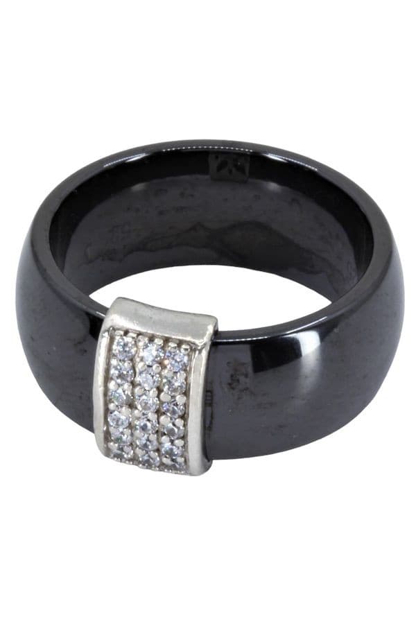 BAGUE MODERNE CÉRAMIQUE ET DIAMANTS — vue 3