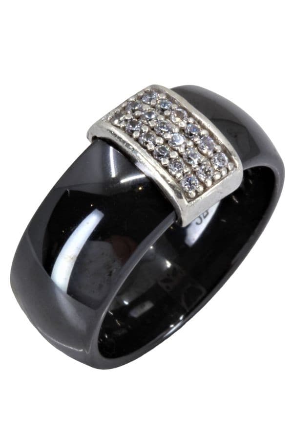 BAGUE MODERNE CÉRAMIQUE ET DIAMANTS — vue 6