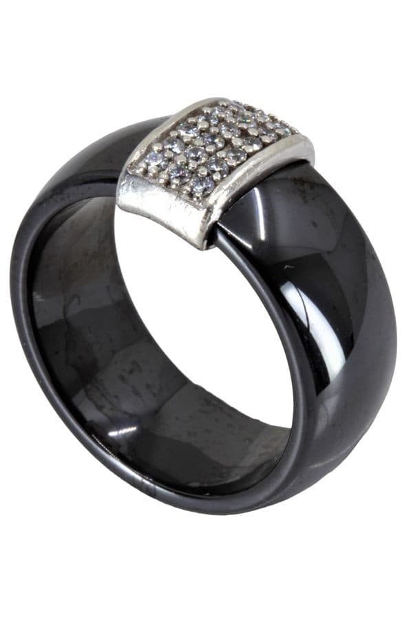 BAGUE MODERNE CÉRAMIQUE ET DIAMANTS — vue 4