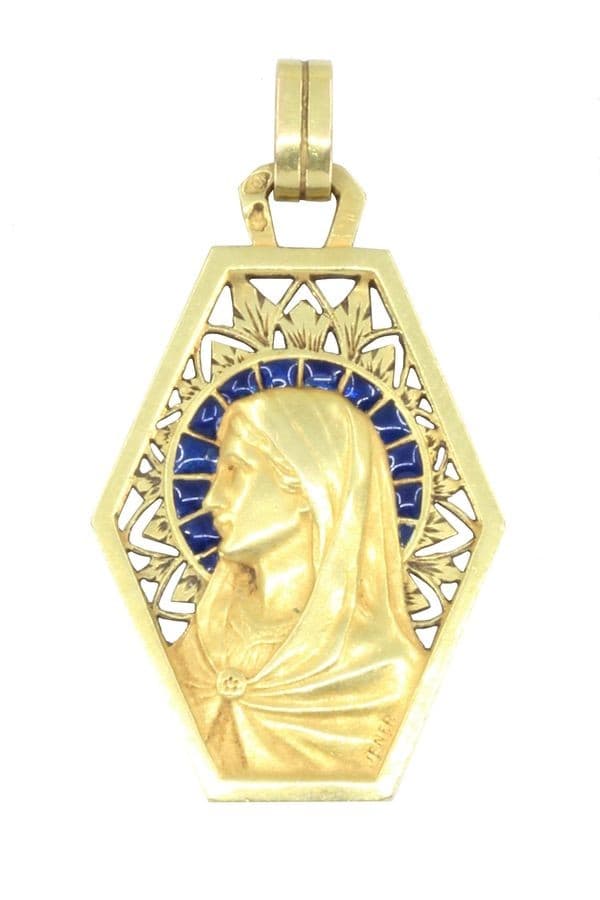 MÉDAILLE VIERGE ANCIENNE PIQUE À JOUR — vue 1